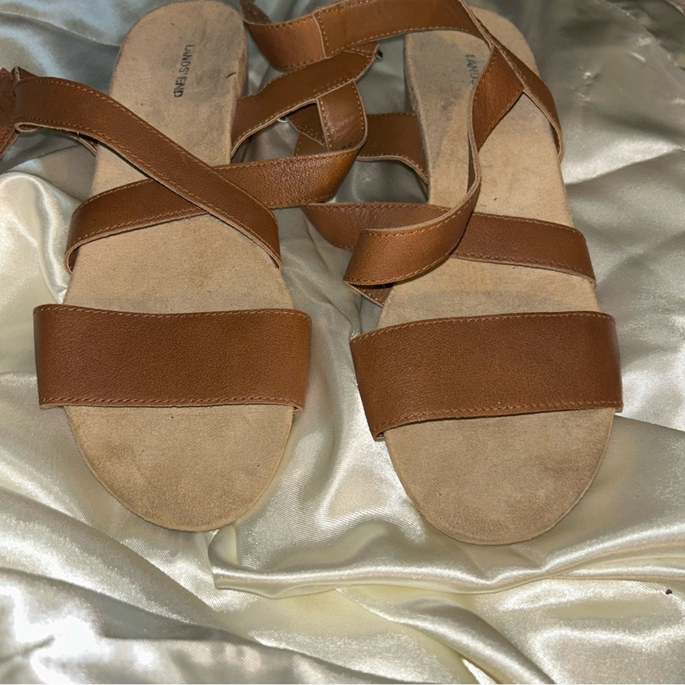 Lands' End Brown Leather Women's Sandals